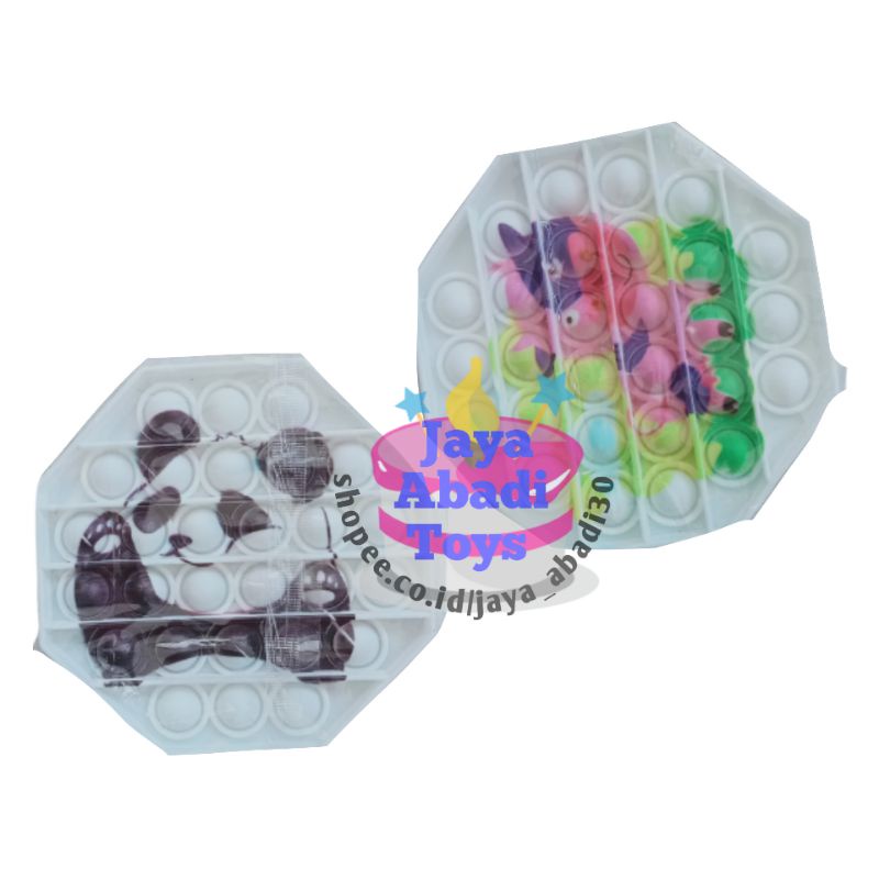 MAINAN ANAK VIRALL FIDGET PUSH /POP IT PELANGI RAINBOW MOTIF LUCU MURAH MERIAH-Random octagon krktr