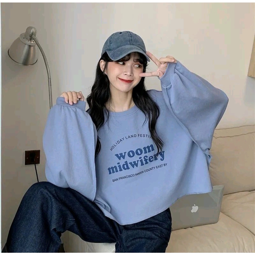 WOOM MIDWIFERY SWEATER CROOPE OVERSIZE OBLONG WANITA
