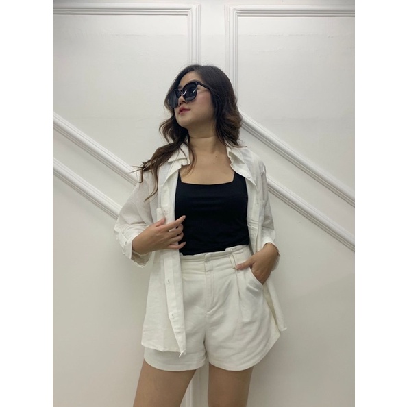 JOSHIN Geewoni Shirt - Kemeja Oversize Pocket | Atasan Wanita Lengan Panjang