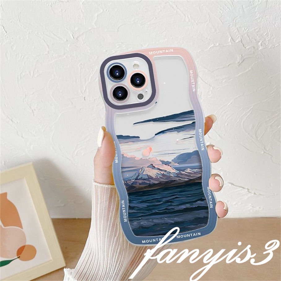 Redmi 12C A1 10C 10A 10 9 9A 9C 9T Note 11 Pro+ 11s 11 10s 10 9s 9 8 Pro Xiaomi Poco X4Pro X3 Pro X3NFC M4 Mi 11 Lite 10TPro River Mountains Wavy Edge Phone Case TPU Soft Protective Cover