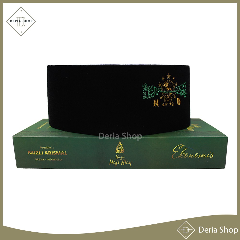 Songkok HAJI ALAY BORDIR NU Standard AC Tinggi 9 Peci Sholat Hitam Motif Full Batik Kopiah Shalat Be
