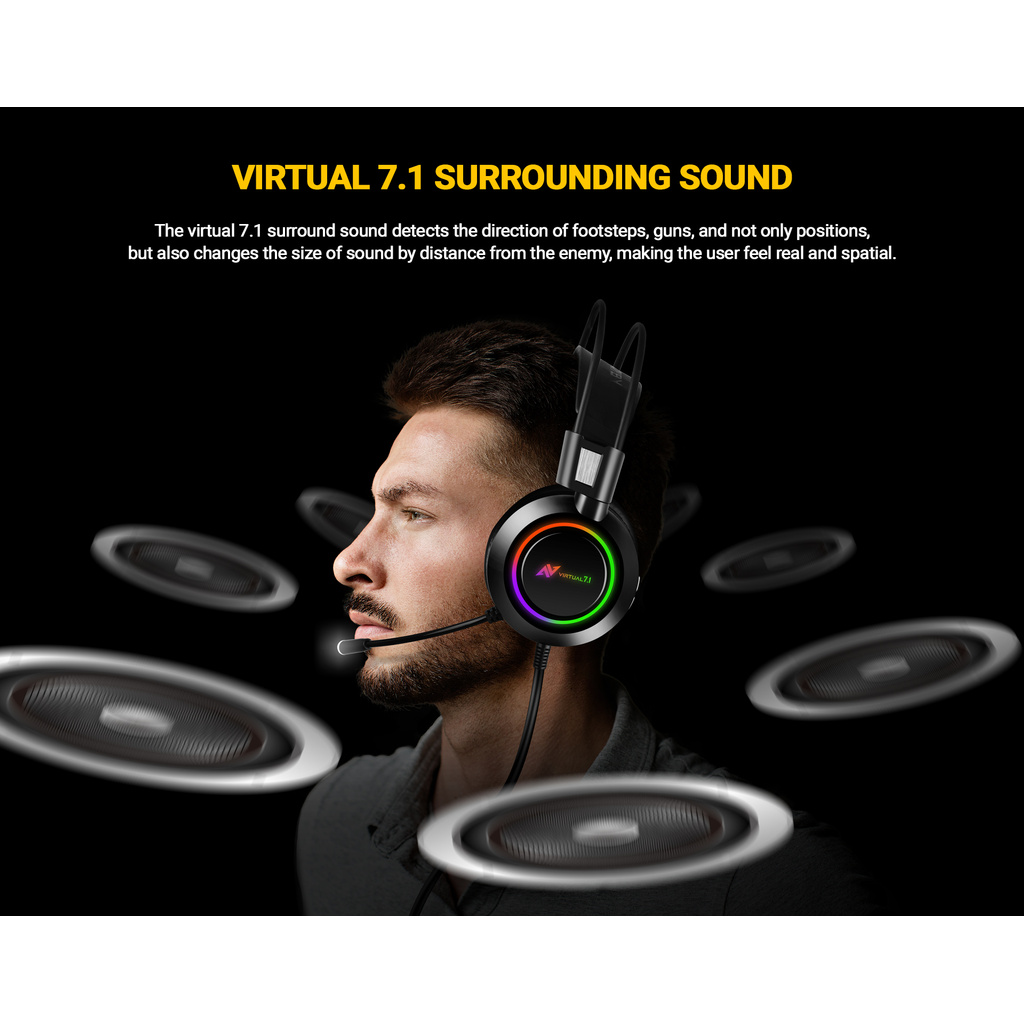 Abkoncore B780 Virtual 7.1 RGB Gaming Headset