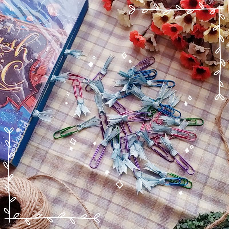 

[creckers.id] 14pcs Klip Warna Klip Kertas dengan hiasan pita lucu