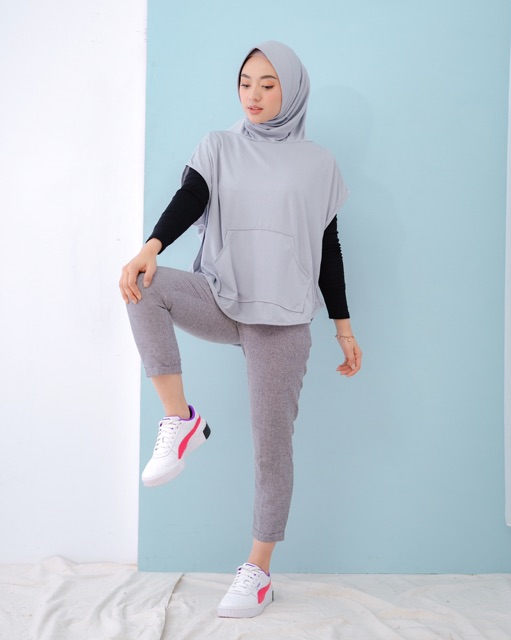 ACTIVE  HIJAB - GREY | HIJAB SPORT | KERUDUNG OLAHRAGA | JILBAB INSTAN-1