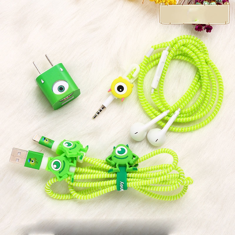 Set Stiker Pelindung Kabel Charger USB Earphone Bentuk Spiral Bahan TPU Untuk iphone