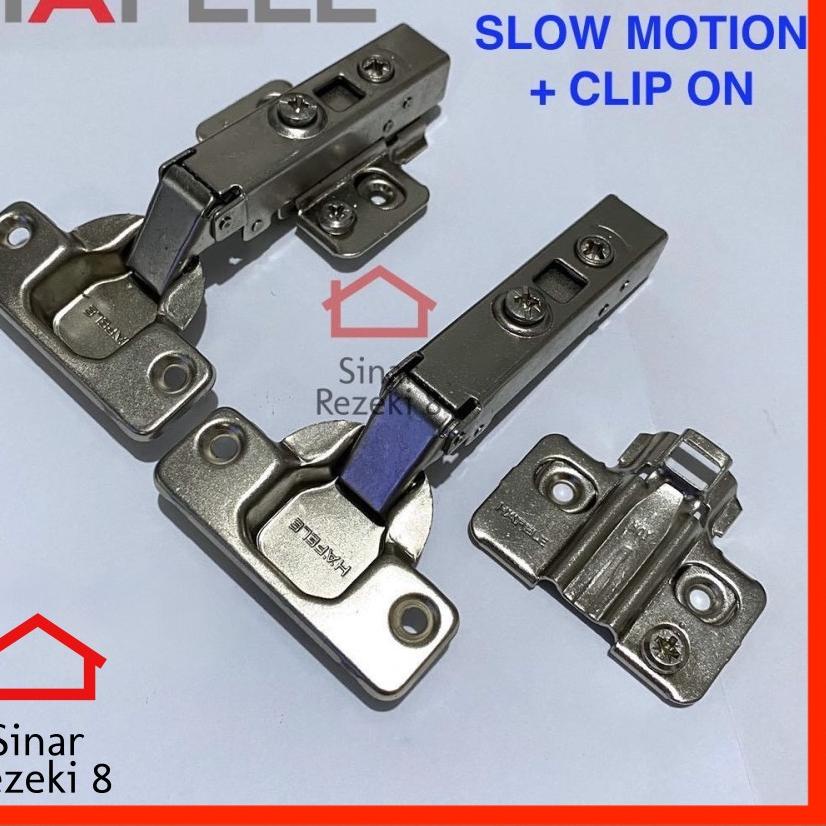 ☃ Engsel Sendok Slow Motion HAFELE + CLIP ON / Hidrolik Soft Close Pintu - Lurus Bengkok [PASANG] ☛