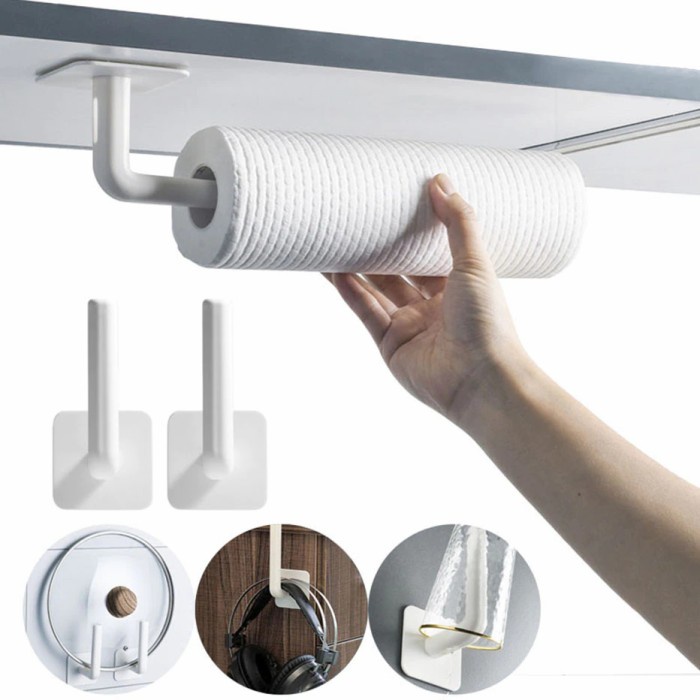 Holder Hook Gantungan Tisu Gulung Tempel Dinding Model PVC Tanpa Paku — 8