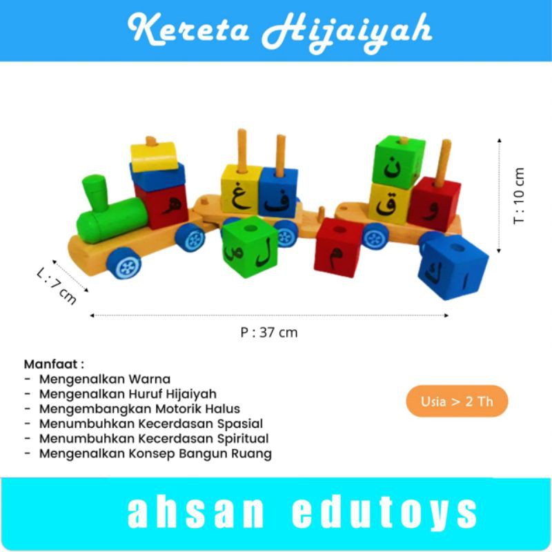 Kereta Hijaiyah Mainan Edukasi Anak Usia 2 Tahun 3 Tahun 4 Tahun 5 Tahun