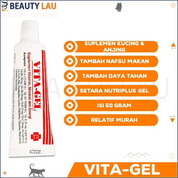 VITAGEL VITAMIN KUCING NAFSU MAKAN VITA GEL KUCING VITAMIN GEL KUCING SUPLEMEN PERAWATAN BULU