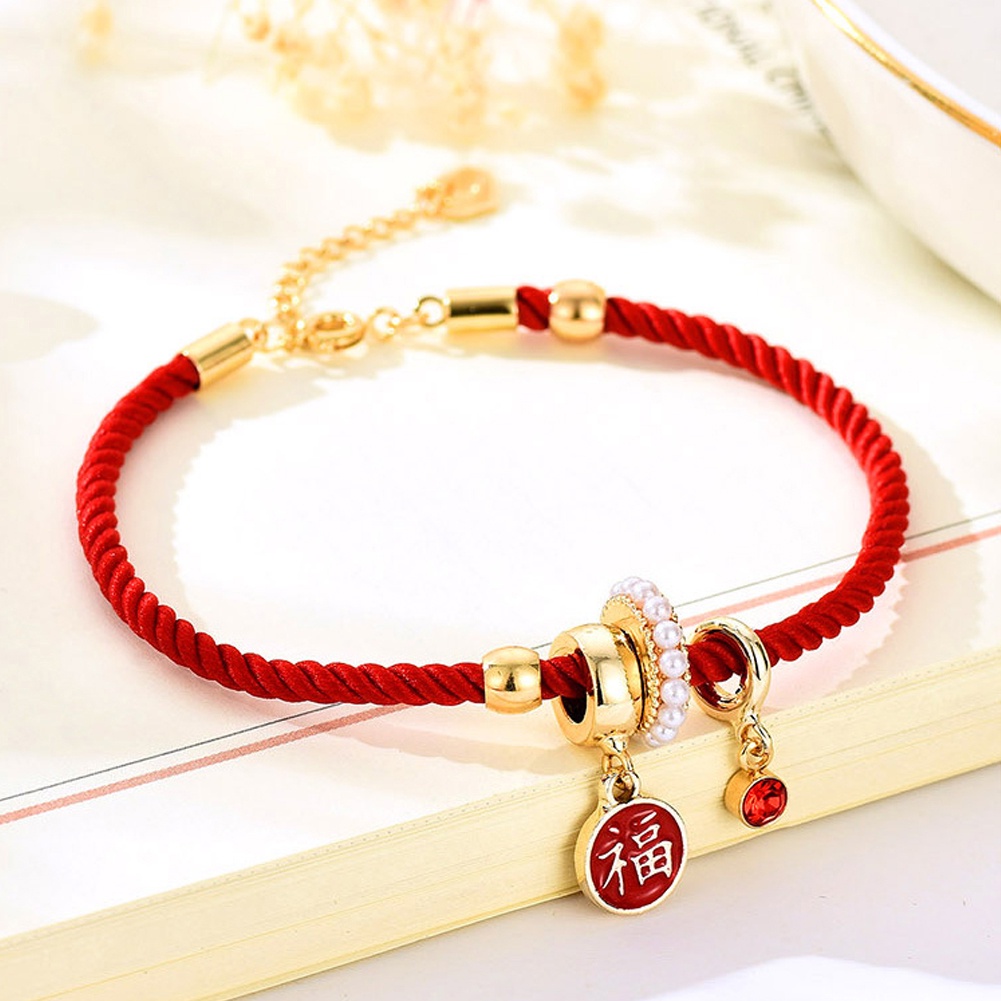 Hu Hu Hu Hu Hu Alat Bantu Pasang Kacamata♡ Gelang Keberuntungan Priawanita Bandul Desain Karakter Cina Menarik Untuk Hadiah Tahun Baru