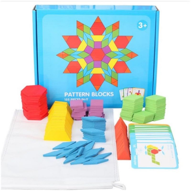 Wooden Pattern Blocks 155 pcs