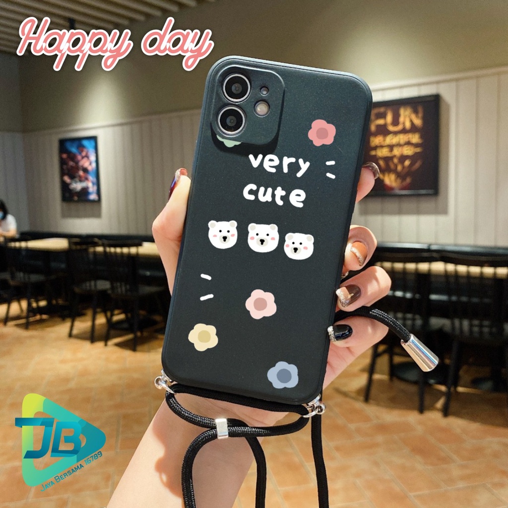 SOFTCASE SILIKON SLINGCASE TALI LANYARD STRAP PHONE MACARON PELINDUNG KAMERA HAPPY DAY OPPO VIVO SAMSUNG XIAOMI REALME IPHONE ALL TYPE JB5516