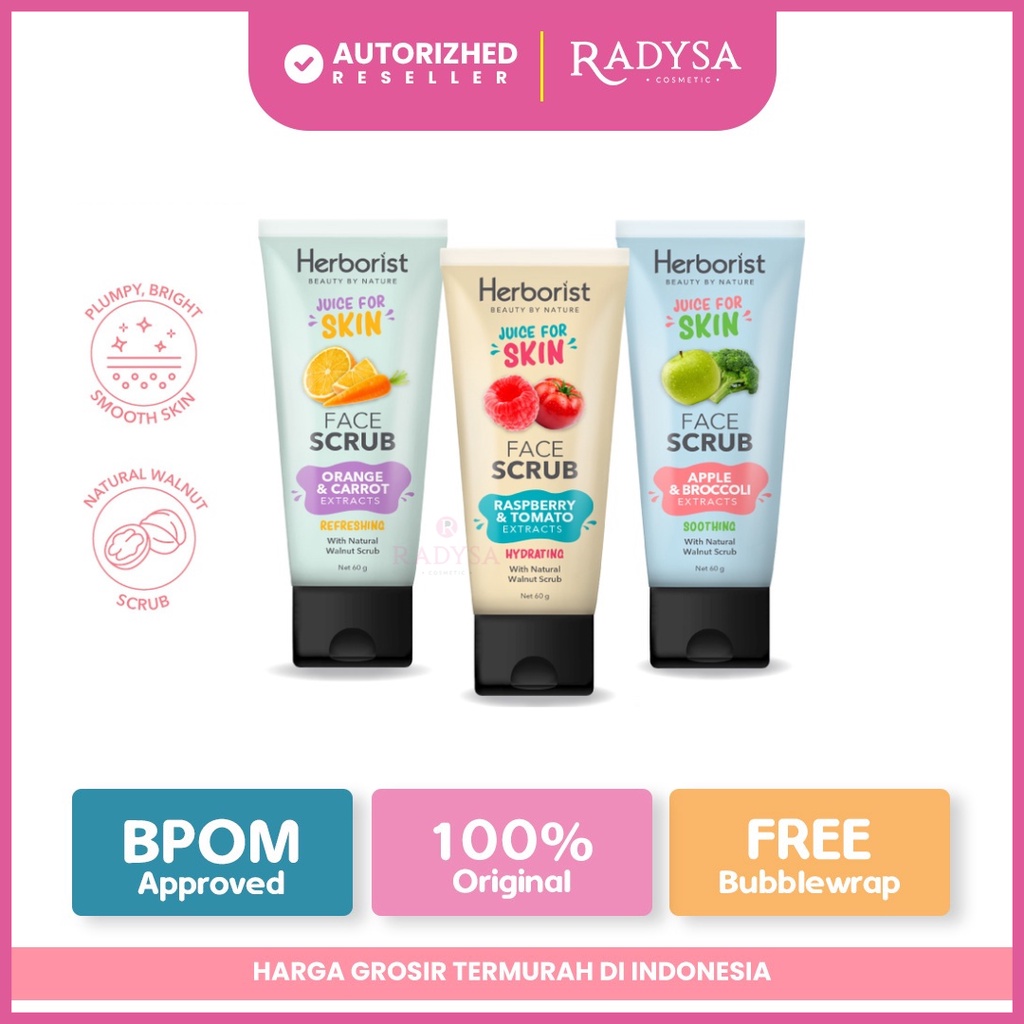 Herborist Juice For Skin Face Scrub 60gr / Scrub Wajah Mengangkat Sel Kulit Mati BPOM