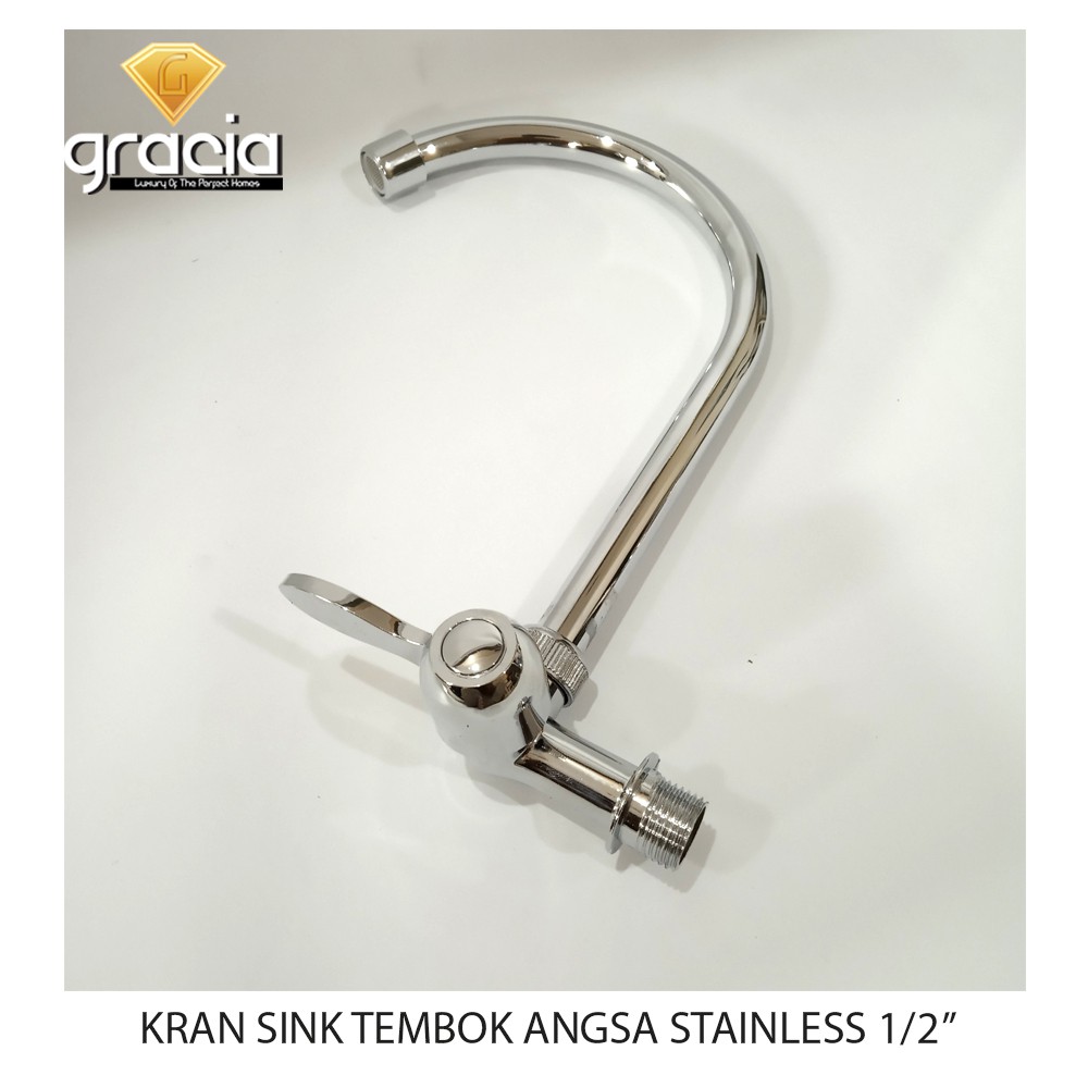 Kran Cuci Piring Pipa Wastafel Stainless Steel Model Tembok