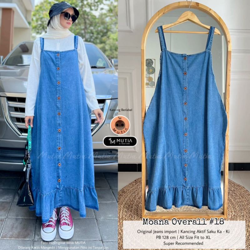 MOANA OVERALL #18 / OVERALL JEANS WANITA MUSLIMAH PREMIUM / BY MUTIA