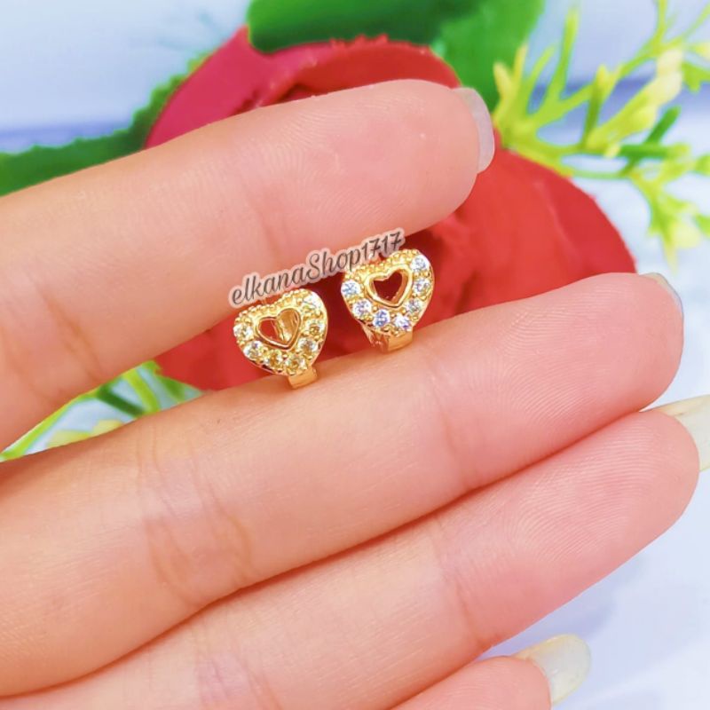 Anting Jepit anak variasi motif permata simple dan elegan Gold,tidak karat (COD)