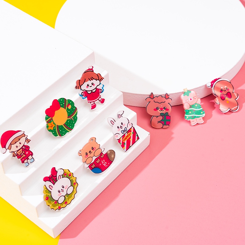 Bros Pin Desain Snowman Santa Natal 50 Gaya Untuk Aksesoris Pakaian