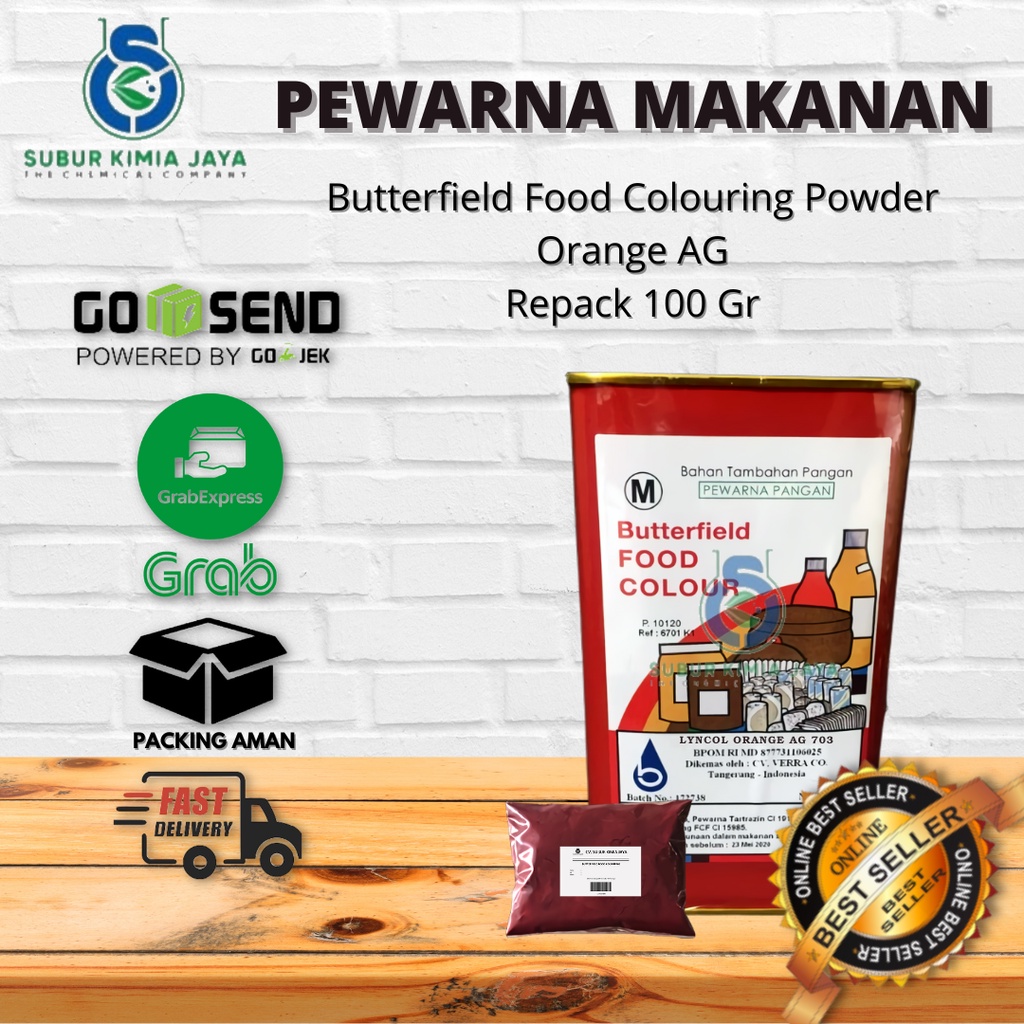 

Pewarna Makanan Bubuk Orange AG 100 GR Butterfield Premium