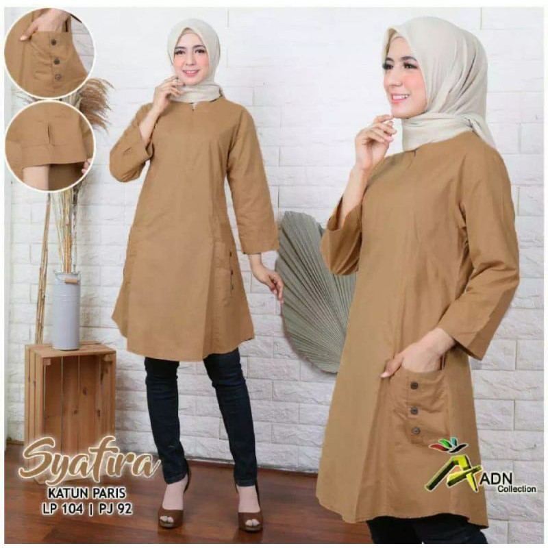 TUNIK SYAFIRA-TUNIK POLOS-TUNIK MUSLIMA-TUNIK POLOS