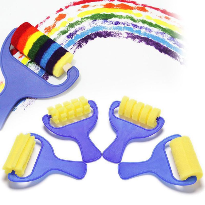 Roller Spons 4 pcs / Kuas Lukis Anak / Kuas Lukis Roll / Kuas Lukis Spons