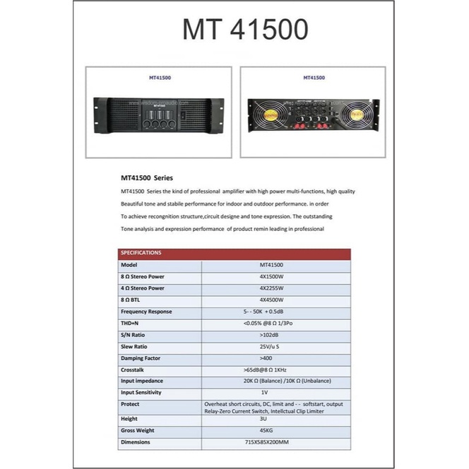 POWER AMPLIFIER WISDOM MT41500 ORIGINAL