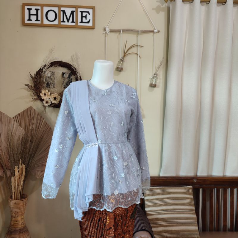 KEBAYA SELENDANG LAMARAN, WISUDA, DOMAS, BRIDESMAID (ATASAN SAJA)-Silver