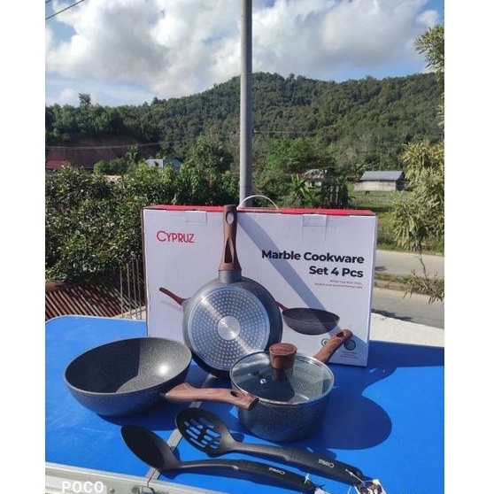 READY Satu Set alat masak/Panci Marble premium impor ORI Cypruz marble cookware set of 4 limited edi