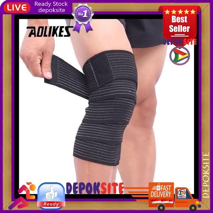 Aolikes 180CM Elastis Bandage Knee Support Leg Knee pad Pelindung Cedera Lutut  Deker Lutut Olahraga