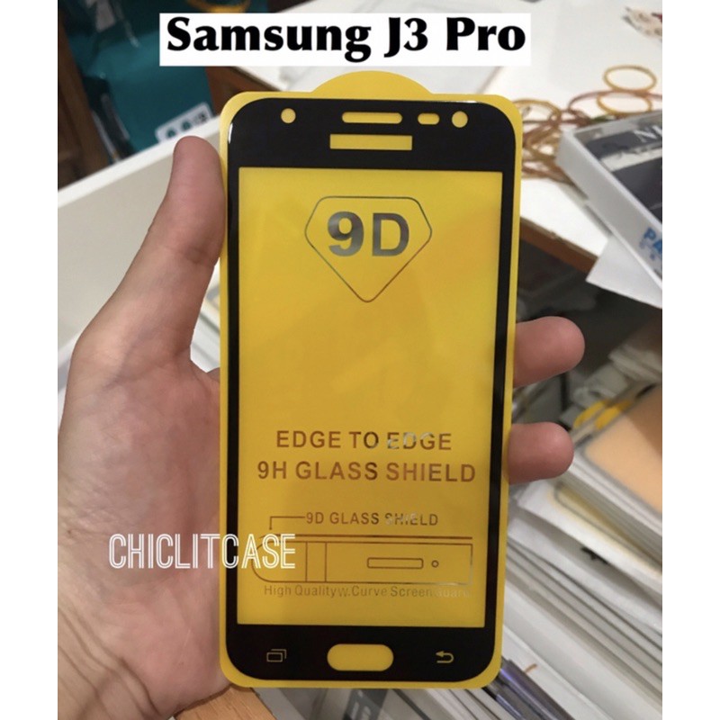 TEMPERED GLASS FULL LEM SAMSUNG J3 PRO J330 BLACK WHITE - BC