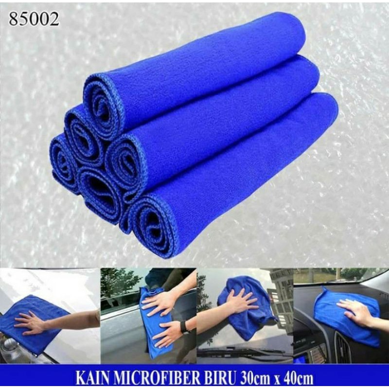 Kain Lap Microfiber Serat Biru Perawatan Kendaraan Lap Chamois Peralatan Dapur Perlengkapan Rumah