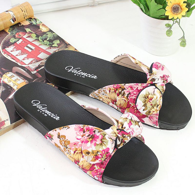 sandal sol puyuh kokop dasi motip bunga batik cantik