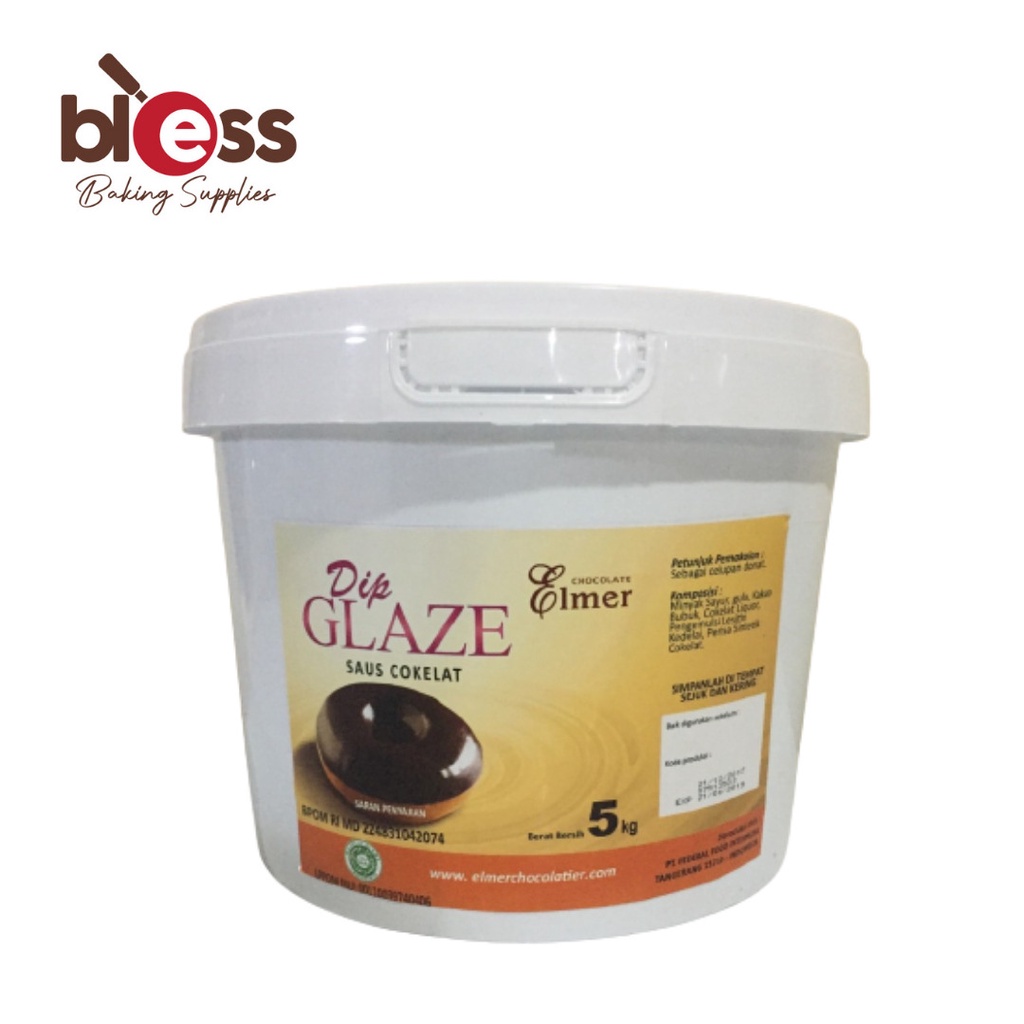 

ELMER GLAZE DARK CHOCOLATE 5 KG / DOUGHNUT TOPPING DONAT DONUT PISANG NUGGET