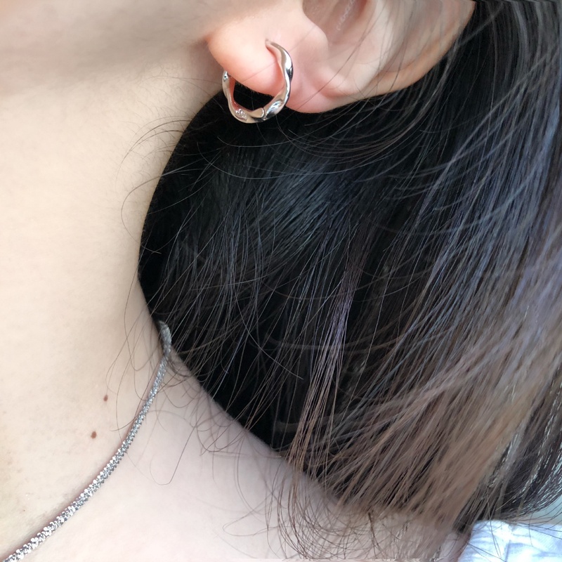 Roselife 1 Pasang Anting Bulat Silver S925 Model Twist Gaya Klasik Untuk Wanita