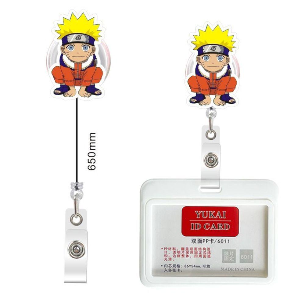 Mxbeauty Retractable Badge Reel Cute Anime Name Tag Luffy Naruto Card Holder Penahan Kartu Nama
