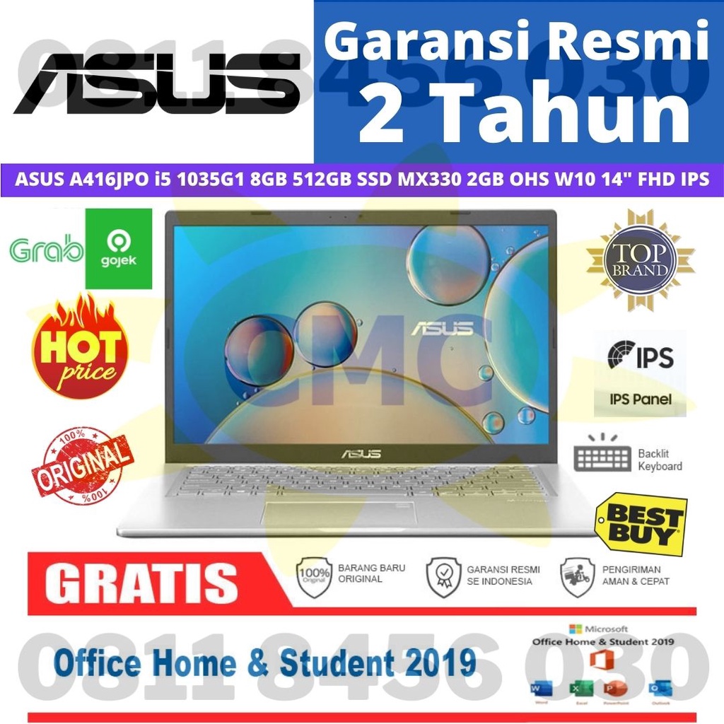 ASUS A416JPO i5 1035G1 8GB 512GB MX330 2GB 14&quot; W10+OHS FHD