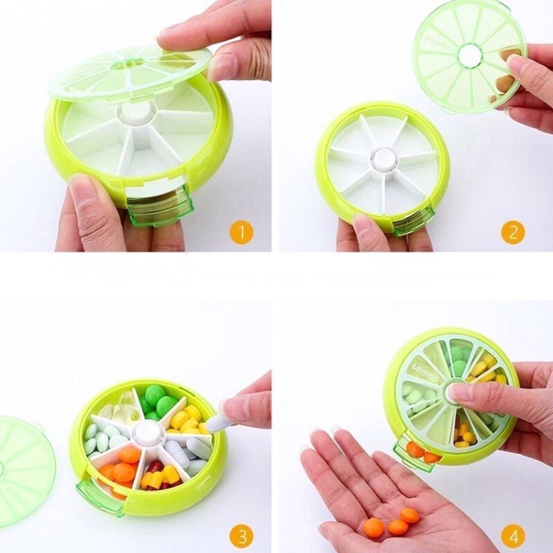 KOTAK PENYIMPANAN OBAT VITAMIN 7 PUTAR MOTIF BUAH [SWEETSPACE]