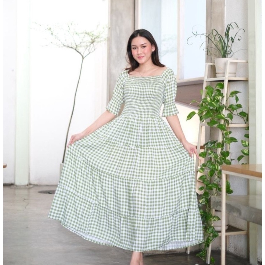 Kiandra - Long Dress Kerut Double Ruffle