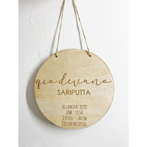 WOODEN BABYBORN SIGNAGE | PAPAN NAMA BAYI KAYU | HOSPITAL BOARD | PROPERTI FOTO