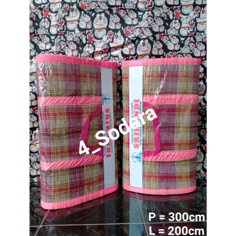 Tikar Lipat Mendong Kotak / Tikar Lipat Piknik Ukuran 300x200