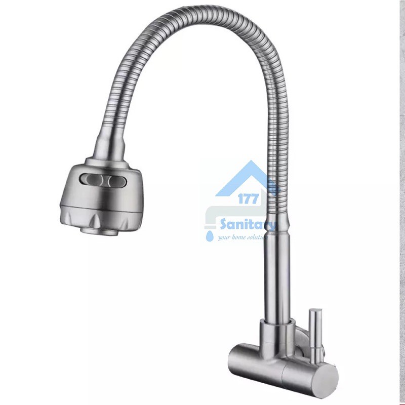 Kran air sink stainless 304 fleksibel TEMBOK angsa stik S3002-Kran air dapur cuci piring flexible fio murah /G23