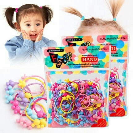 100PCS SET IKAT RAMBUT KUNCIR RAMBUT ANAK  IMPORT/KUNCIR RAMBUT KUDA ANAK/KUNCIR ANAK MODEL KOREA