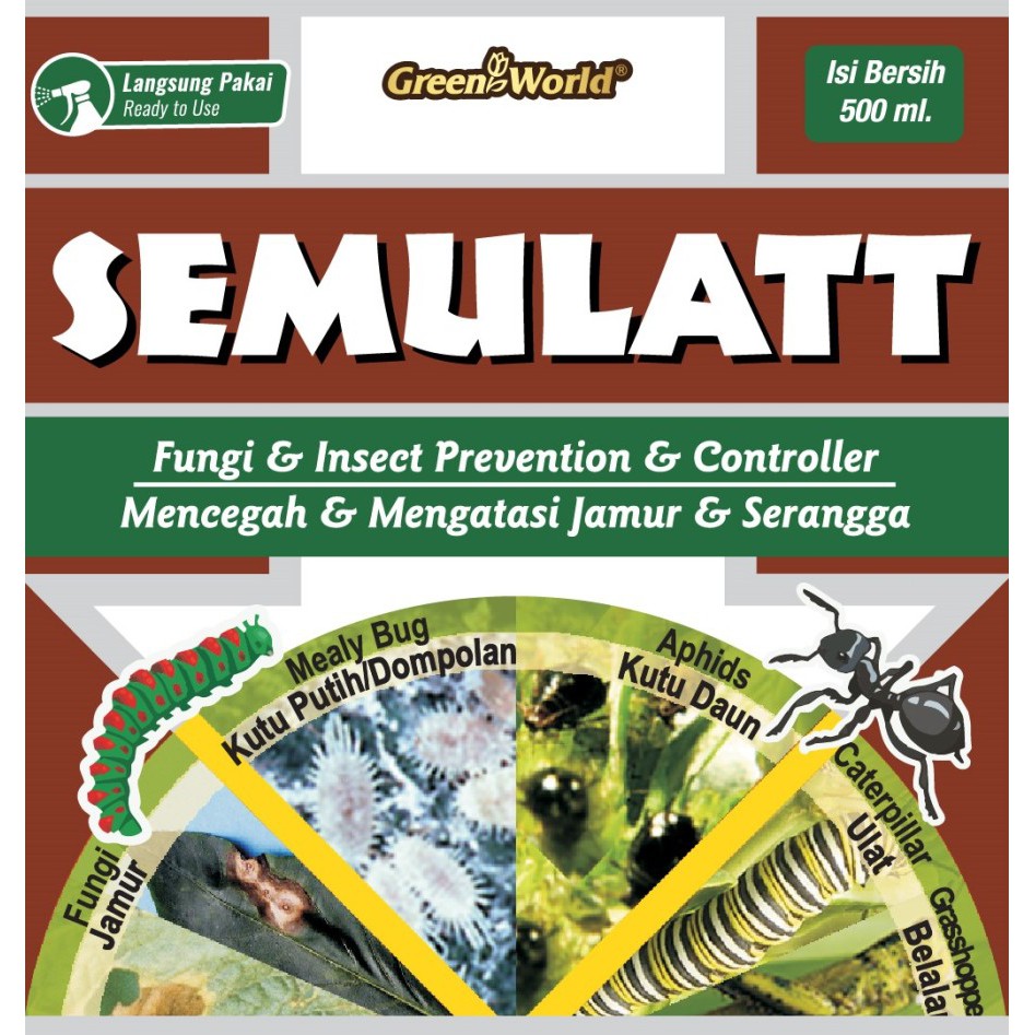 PLP SEMULATT SPRAY - INSEKTISIDA PENCEGAH &amp; PEMBASMI HAMA JAMUR &amp; SERANGGA - GREEN WORLD - 500 ML