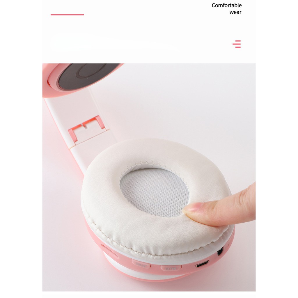 Headset Include Mic Motif Kuping Kucing Bando Model Telinga Cat Ear Headphone / Headphone Bluetooth LED On-Ear Bass