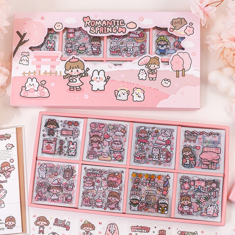 READY COD ROMANTIC SPRING 5 LEMBAR STIKER LUCU AESTHETIC DECO PLANNER DIARY BUNGA SCRAPBOOKING KAWAII KOREA UNIK KARAKTER KARTUN HEWAN PELIHARAAN ANAK PEREMPUAN ORGANIZER DEKORASI CASING LAPTOP HP BOTOL AIR MINUM VIRAL MURAH TAHAN AIR CUTE BERUANG KELINCI