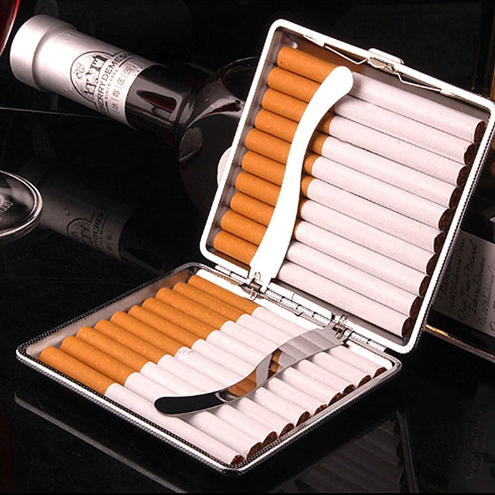 Kotak Bungkus Rokok/Kotak kartu Elegan Leather Cigarette Case Elegan Wadah Keren Elegan Metal Cigarette Case