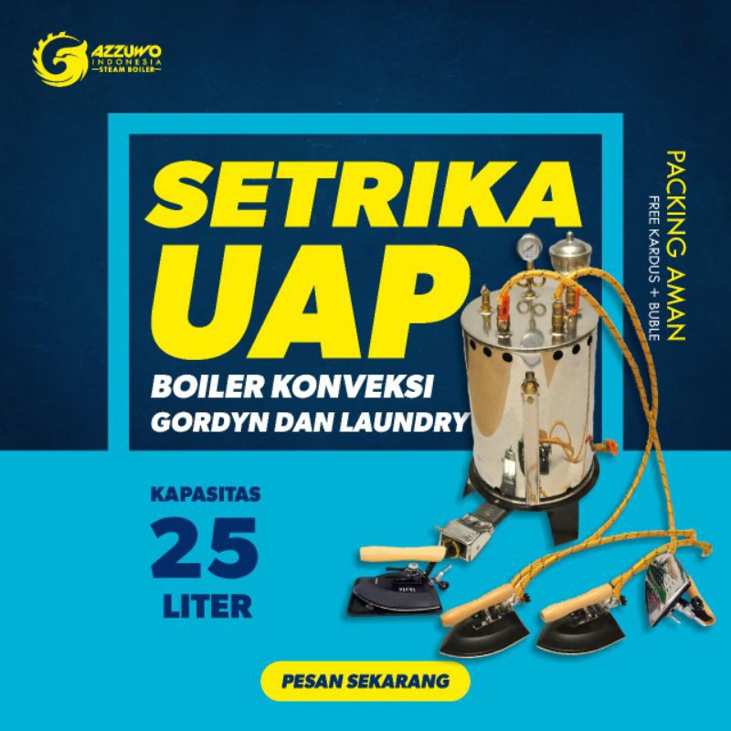 SETRIKA UAP GAS BOILER LAUNDRY 25 LITER 2 KEPALA GRATIS ONGKIR