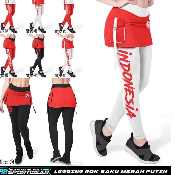 Serbuuuu.. Legging Rok Saku Merah Putih AB Sportwear