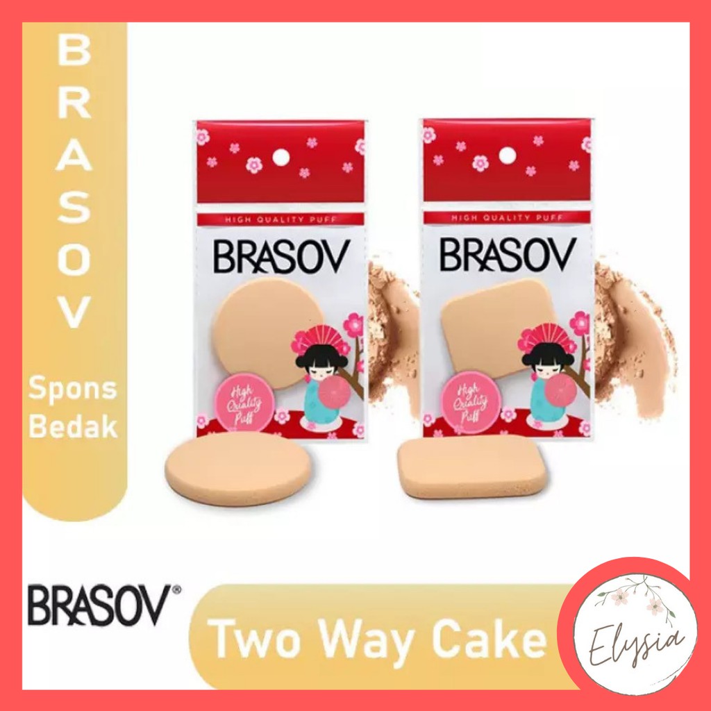 BRASOV Spons Bedak/ Foundation/ Sponge Puff Make Up Tools Bentuk Kotak Bulat