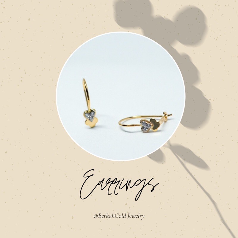 anting emas 1/2 gram model simpel double love 6 karat