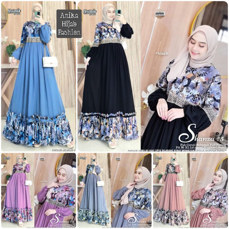 SHANZA #5 ORIGINAL BY UWAIS HIJAB. GAMIS DRESS MAXY BUSUI PREMIUM PRODUK BERLABEL